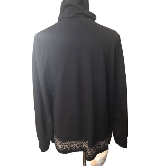 Style & Co. Black Open Front Embroidered Hooded Open Front French Terry Jacket s - Picture 9 of 12